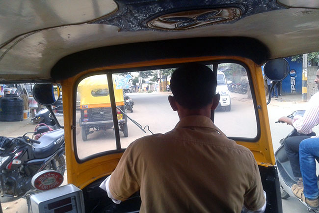 Auto ride in southern Bangalore, India