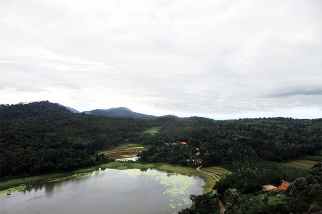 Honnamana Lake from Gavi Betta peak, Madikeri, India