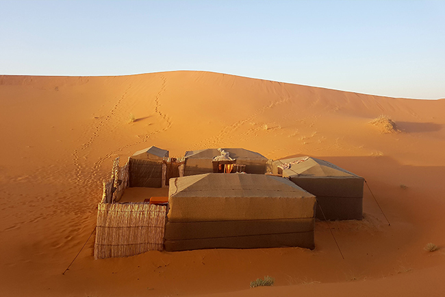 Tents in the desert near Merzouga, Morocco