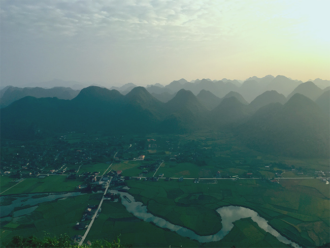 Views of Bac Son valley from Nà Lay peak, Vietnam
