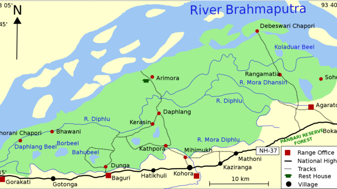 Map of Kaziranga National Park, India