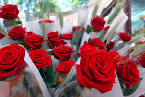 Roses stand in Barcelona during Sant Jordi celebration