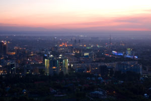 Evening view of Almaty